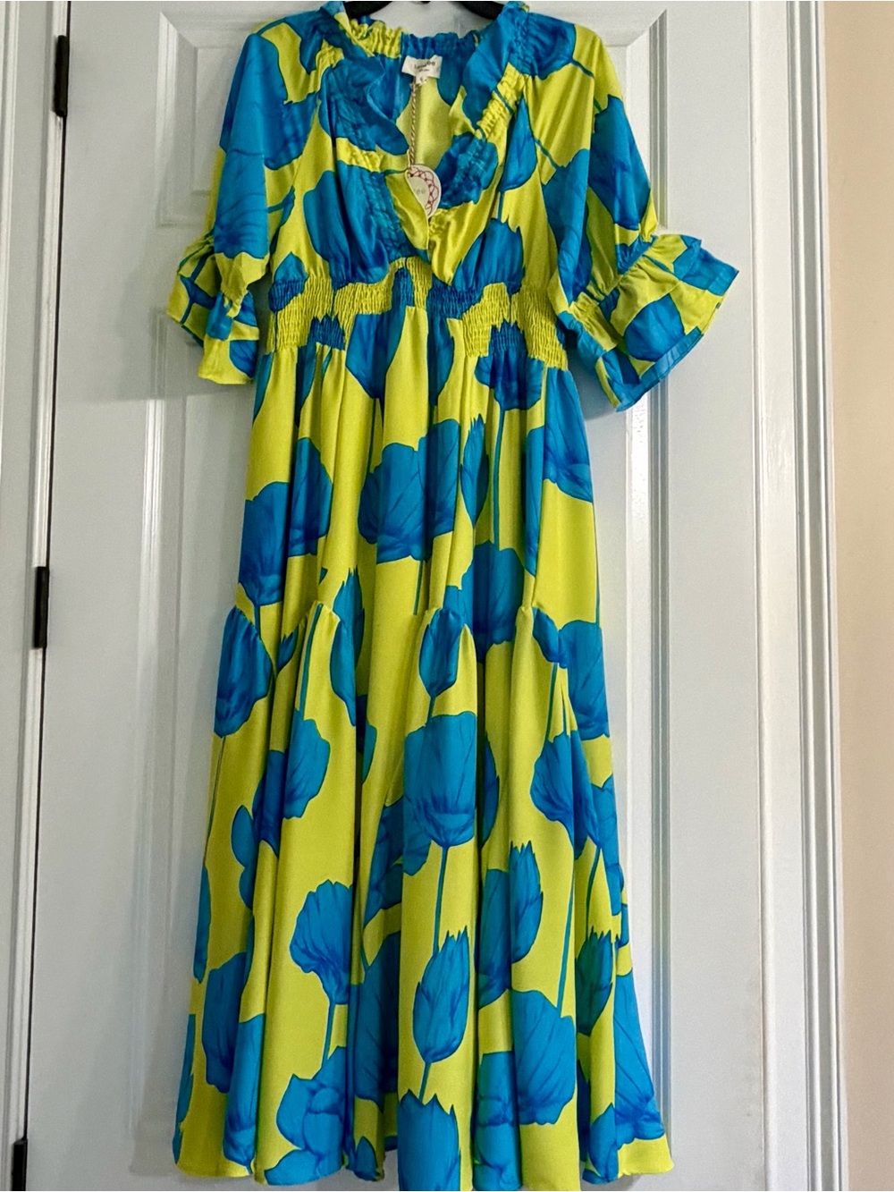 Umgee Yellow and Blue Floral Casual Girls' Dress